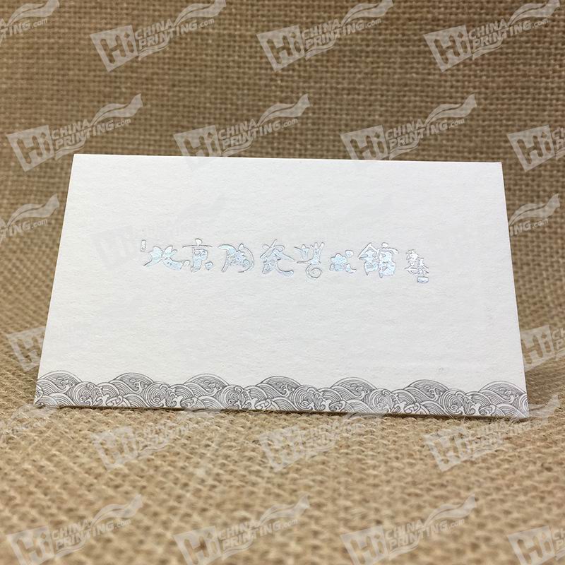 600g Cotton Paper With Silver Foil And Embossing Company Name and Black Sea Wave For Ceramic Art Studio